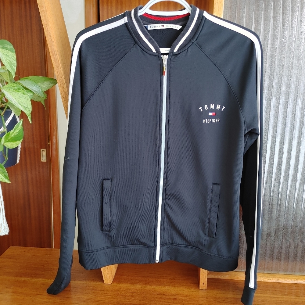 Tommy Hilfiger Track Jacket Navy full zip Retro Vintage Tommy Large